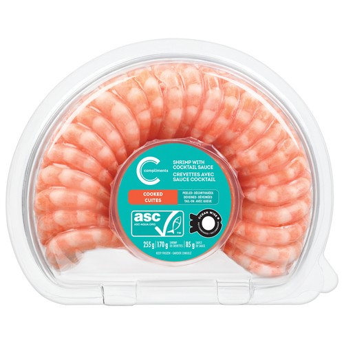 Compliments Frozen Pacific White Shrimp Ring Cooked With Sauce 255 g