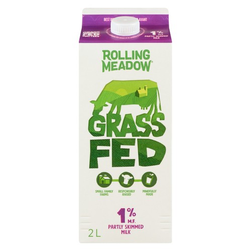 Rolling Meadow Dairy 1% Grass Fed Milk Partly Skimmed 2 L