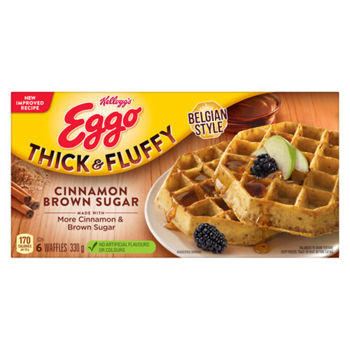 Kellogg Eggo Waffles Thick & Fluffy Cinnamon Brown Sugar 6 Count 330 g