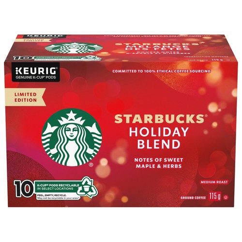 Starbucks Coffee Pods Holiday Blend Medium Roast 10 K-Cups 115 g