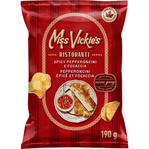 Miss Vickie's Kettle Cooked Potato Chips Spicy Pepperoncini & Focaccia Flavoured 190 g