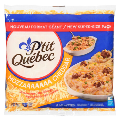 P'tit Quebec Shredded Cheese Cheddar Mozzarella 907 g