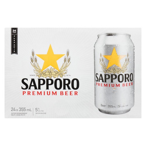 Sapporo Beer 5% Alcohol 24 x 355 ml (cans)