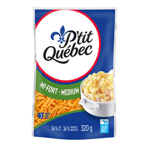 P'tit Quebec Shredded Cheese Cheddar Medium 320 g