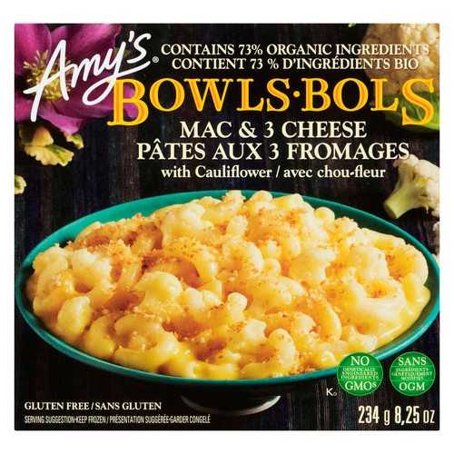 Amy's Kitchen Gluten-Free Frozen Mac & 3 Cheese Bowls With Cauliflower 234 g
