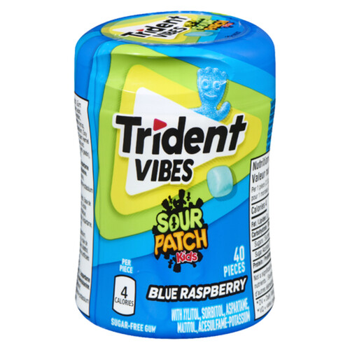 Trident Vibes Gum Sour Patch Kids Blue Raspberry 40 Pieces