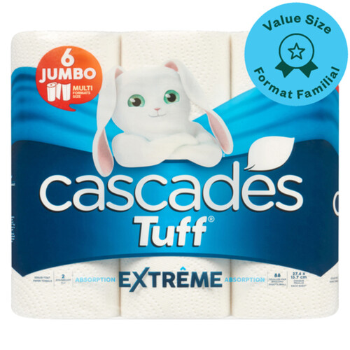 Cascades Tuff Paper Towels Extreme Jumbo 6 x 88 Sheets Rolls