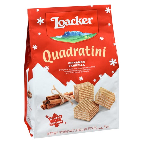 Loacker Quadratini Crispy Wafer Cubes Cinnamon Cream Filling 250 g