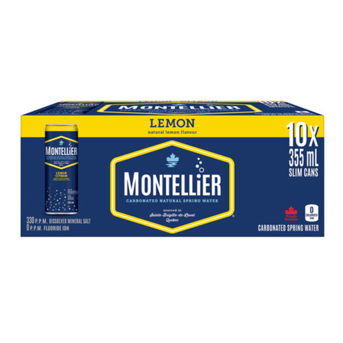 Montellier Carbonated Natural Spring Water Lemon 10 x 355 ml (cans)