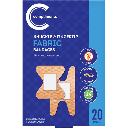 Compliments Fabric Bandages Fingertip And Knuckle 20 Count