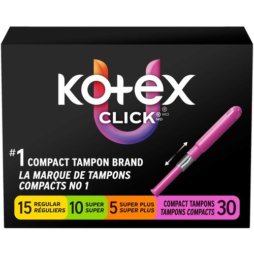 U by Kotex Click Compact Tampons Multi Pack Unscented 30 Count 