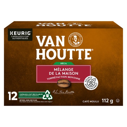 Van Houtte Coffee Pods Decaffeinated Original Medium Roast 12 K-Cups 112 g