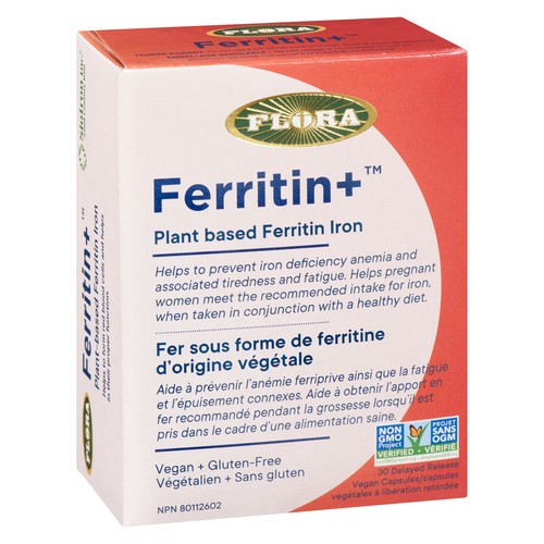 Flora Ferritin+ Nutritional Supplement Vegan Capsules 30 Count