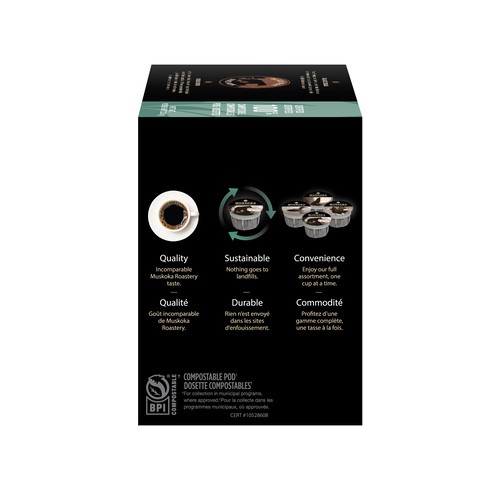Muskoka Roastery Coffee Black Bear Dark Roast 20 K-Cups 220 g