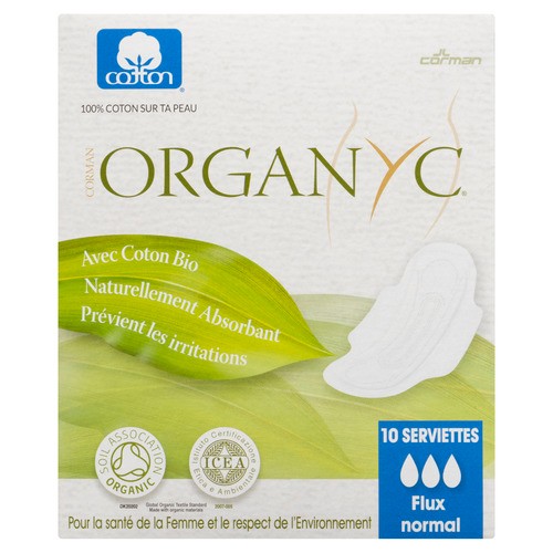 Organyc Organic Cotton Pads Moderate Flow 10 Count