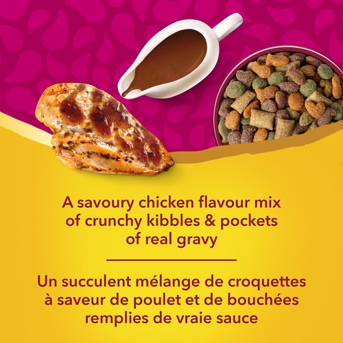 Meow Mix Gravy Bursts Dry Cat Food Savoury Chicken Flavour Mix 1.36 kg