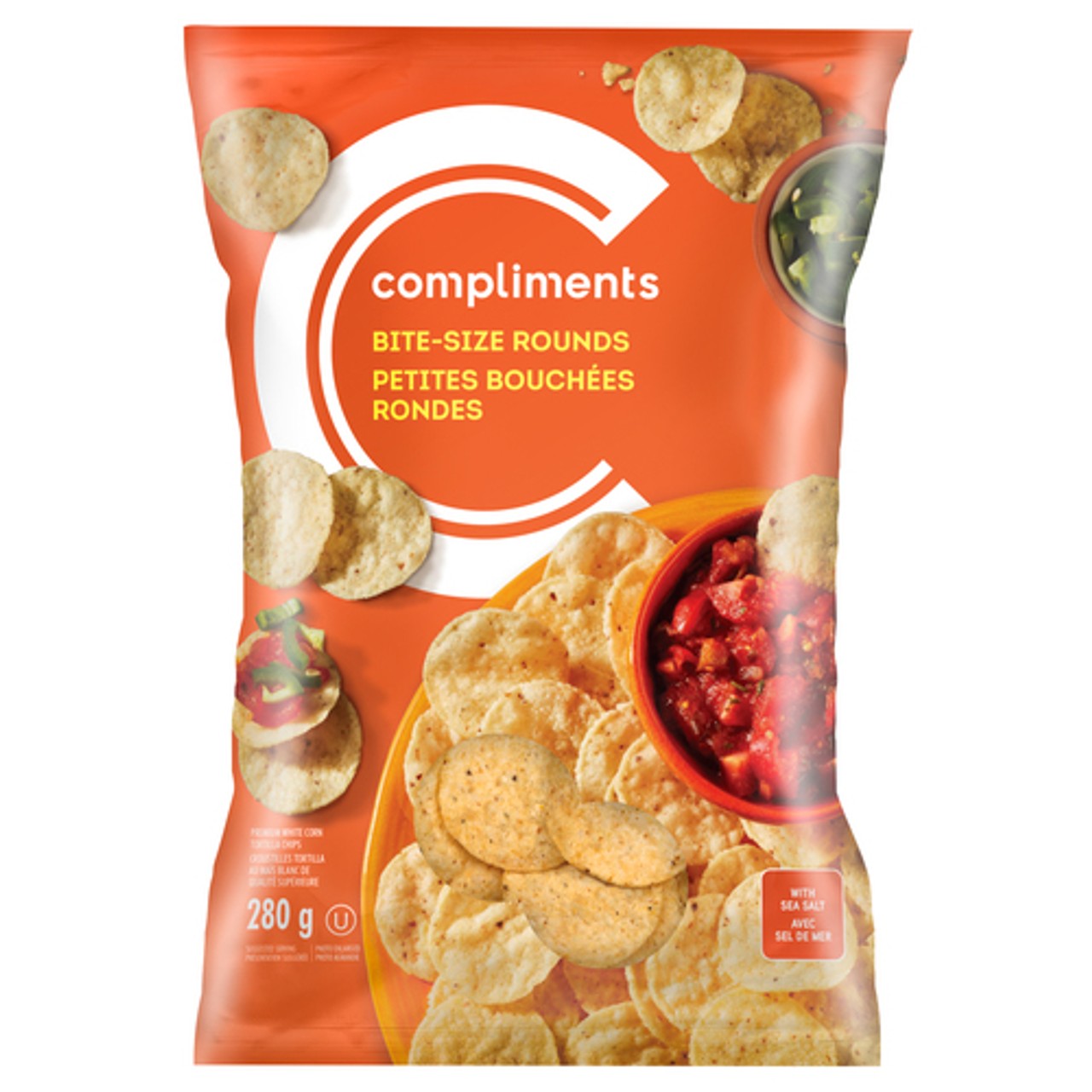 Compliments Tortilla Chips White Bite-Size Round Sea Salt 280 g - Voilà ...