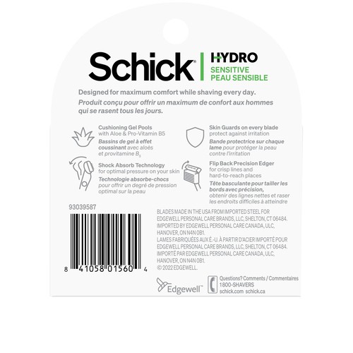 Schick Hydro Sensitive 5 Cartridges Refills 4 Pack 