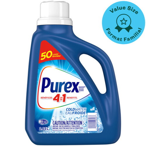 Purex 4 in 1 Liquid Laundry Concentrated Detergent Coldwater 2.03L 50 Loads