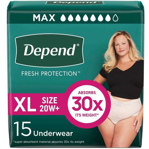 Depend Women Underwear Maximum Absorbency XL 15 Count