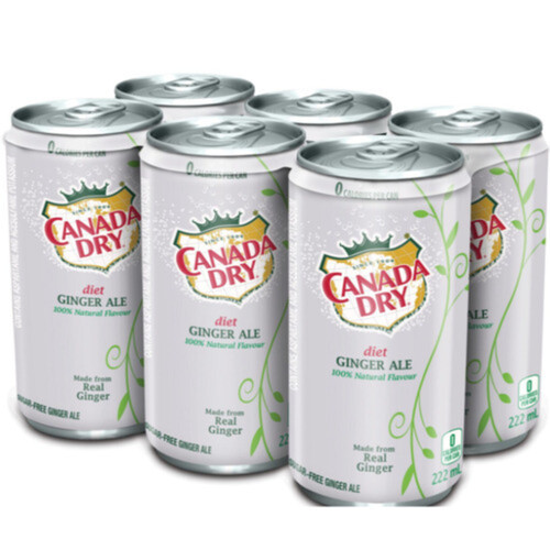 Canada Dry Diet Soft Drink Ginger Ale 6 x 222 ml (cans)