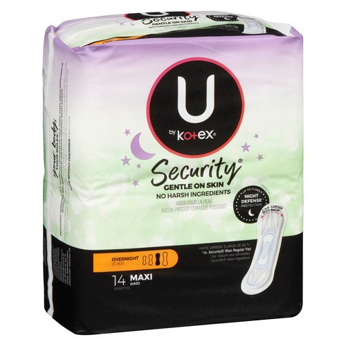 Kotex Clean & Secure Maxi Pads Overnight Without Wings 14 Count