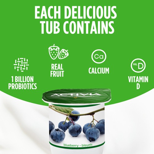 Activia 2.2% Probiotic Yogurt Blueberry Vanilla 12 x 100 g