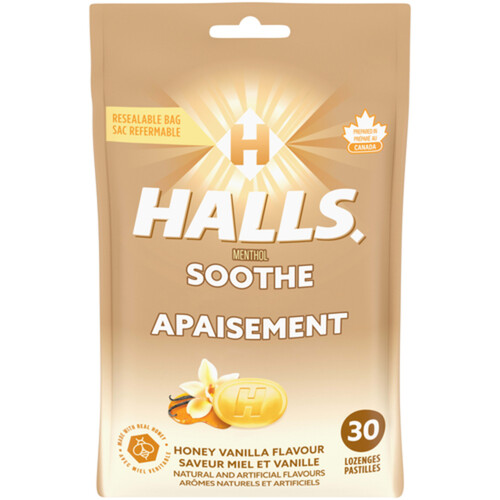 Halls Mentho-Lyptus Honey Cough Drops Vanilla Flavour 30 Lozenges