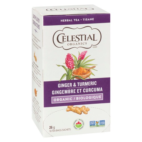 Celestial Seasonings Organic Tea Ginger Turmeric 18 Tea Bags 26 g