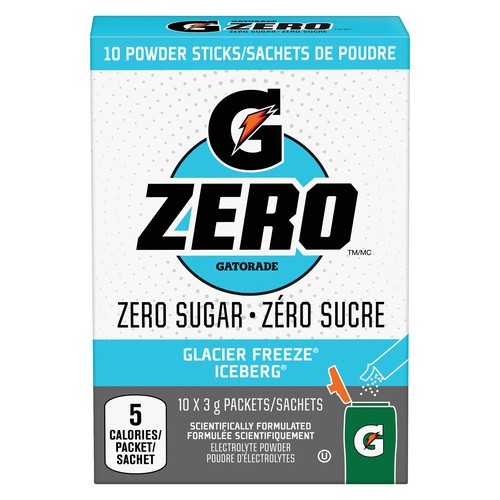 Gatorade Zero Sports Drinks Powder Sticks Glacier Freeze 10 x 3 g