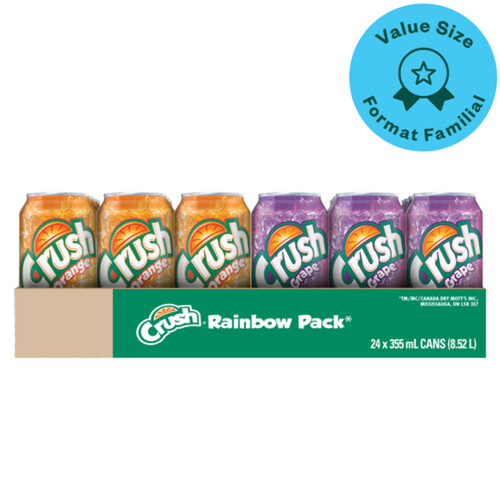 Crush Soft Drink Rainbow Pack 24 x 355 ml (cans)