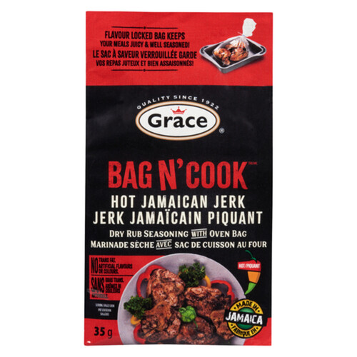 Grace Bag N'Cook Dry Rub Seasoning With Oven Bag Hot Jamaican Jerk 35 g