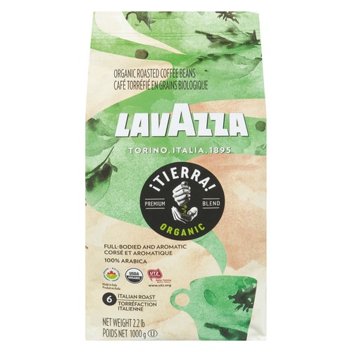 Lavazza Organic Whole Bean Coffee Tierra Italian Roasts 1 kg