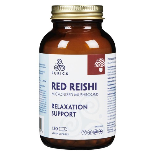 Purica Gluten-Free Red Reishi Relaxation Support Vegan Capsules 120 Count