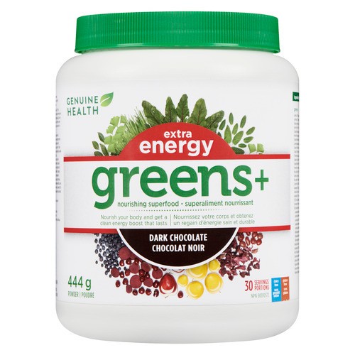Genuine Health Greens+ Nourishing Superfood Powder Extra Energy Dark Chocolate 444 g
