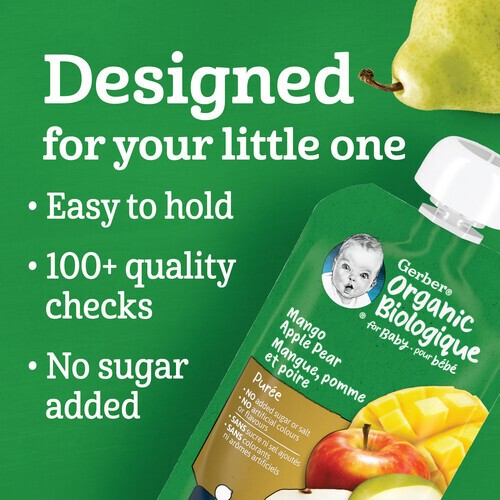 Gerber Organic Baby Food Purée Mango Apple Pear 128 ml