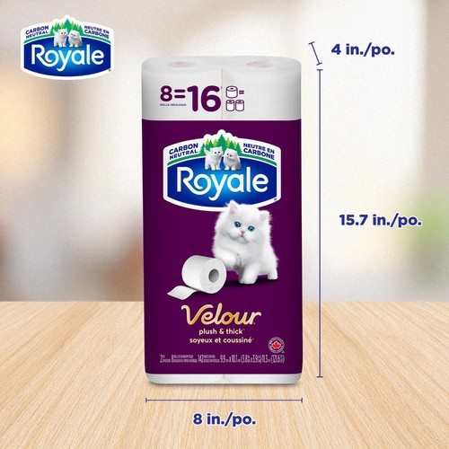Royale Velour Toilet Paper 2-Ply 8 Rolls x 142 Sheets
