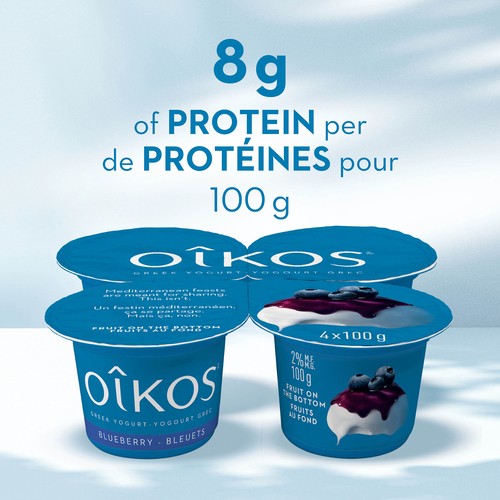 Oikos 2% Greek Yogurt Fruit On The Bottom Blueberry Flavour 4 x 100 g