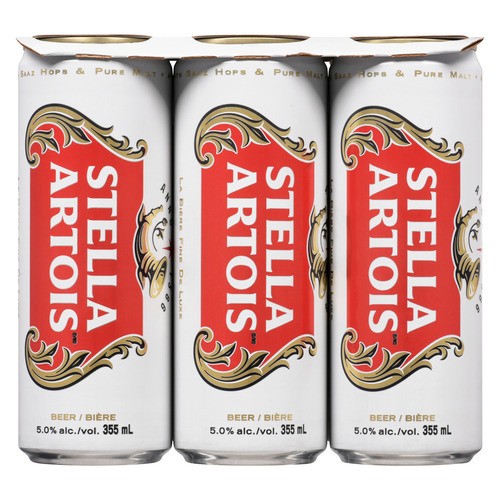 Stella Artois Sleek Beer 5% Alcohol 6 x 355 ml (cans)