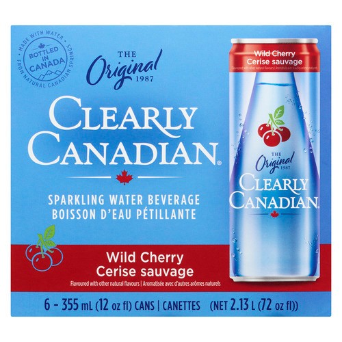 Clearly Canadian Sparkling Water Wild Cherry 6 x 355 ml (cans