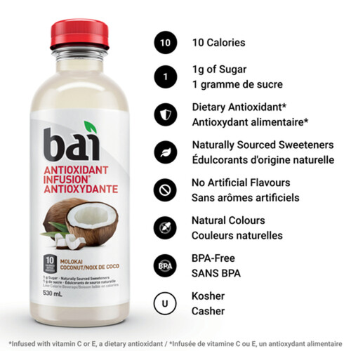 Bai Antioxidant Infusion Molokai Coconut 530 ml (bottle)