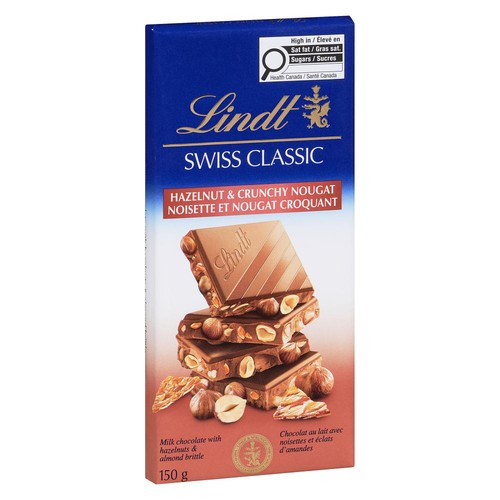 Lindt Swiss Classic Milk Chocolate Bar Hazelnuts & Almond Nougat 150 g