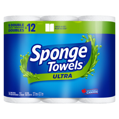 Sponge Towels Ultra Paper Towel 2-Ply 6 Double Rolls x 144 Sheets