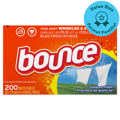 Bounce Fabric Softener Sheets Outdoor Fresh 200 Count