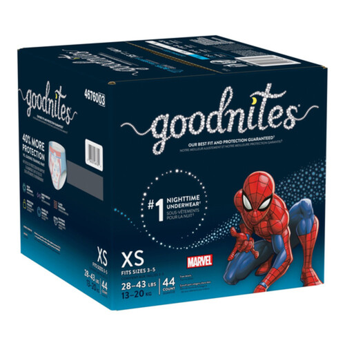 Goodnites Boys Nighttime Underwear XS (28-43 lbs) 44 Count - Voilà Online  Groceries & Offers