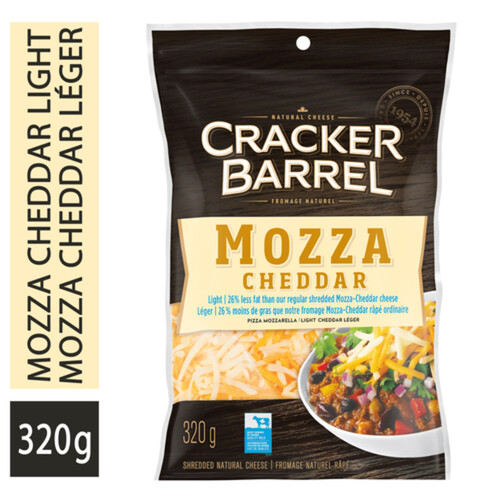 Cracker Barrel Shredded Cheese Light Mozzarella Cheddar 320 g