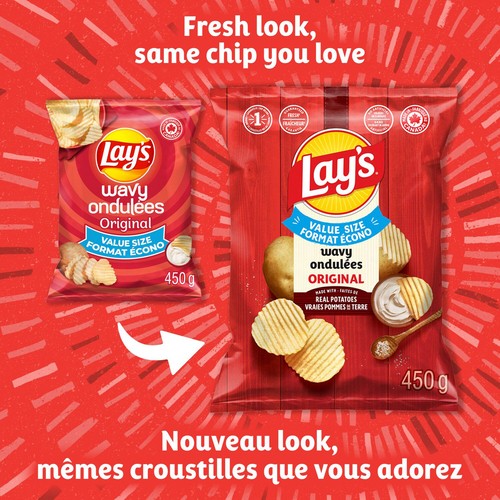 Lay's Wavy Potato Chips Original Value Size 450 g