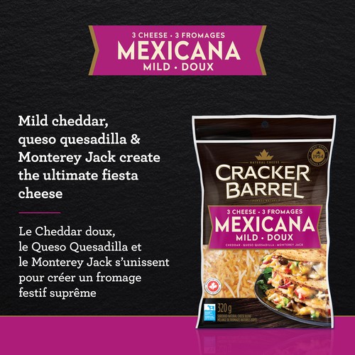 Cracker Barrel Shredded Cheese 3 Cheese Mexicana Mild 320 g