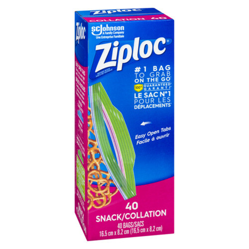 Ziploc Snack Bags Grip 'n Seal Technology 40 Bags