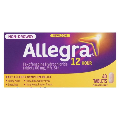 Allegra Fexofenadine Hydrochloride 60 mg 40 Tablets